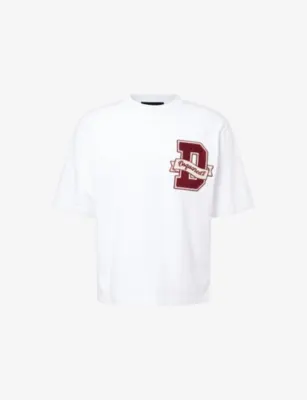 DSQUARED2 College Brand-Patch Cotton T-Shirt in WHITE – Mens | Tops & t-shirts | T-Shirts | Plain T-Shirts