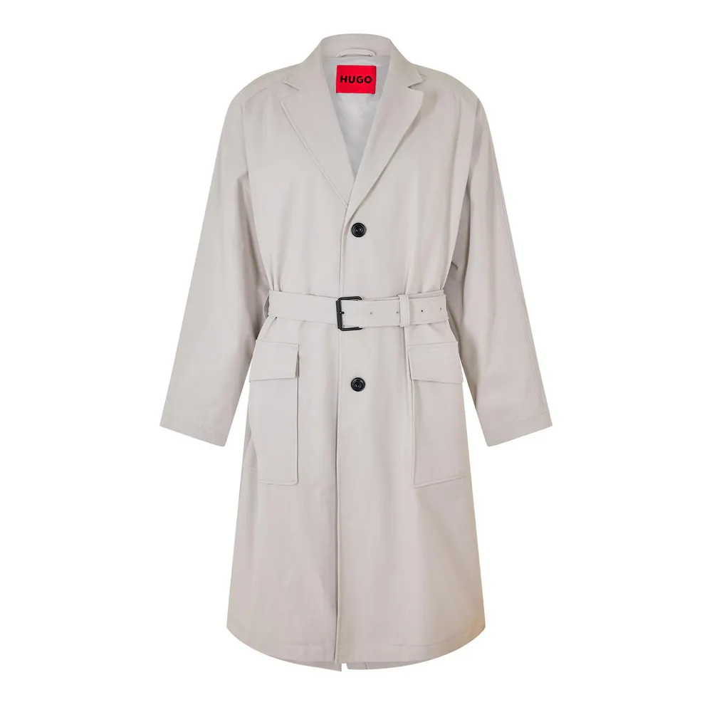 Hugo Men's Mars2421 Overcoat in Pastel Grey – Clothing