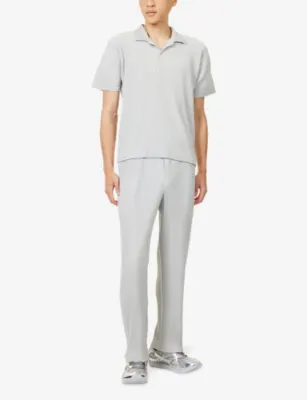HOMME PLISSE ISSEY MIYAKE Basics Pleated Knitted Trousers in LT.GRAY, additional product view 2