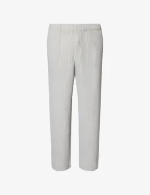 HOMME PLISSE ISSEY MIYAKE Basics Pleated Knitted Trousers in LT.GRAY – Mens | Trousers & shorts | Casual