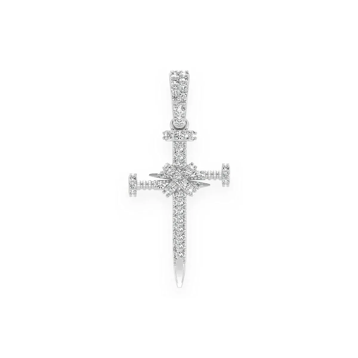 For Him Nail Diamond Cross Pendant in White Gold / Natural Diamond – Pendant