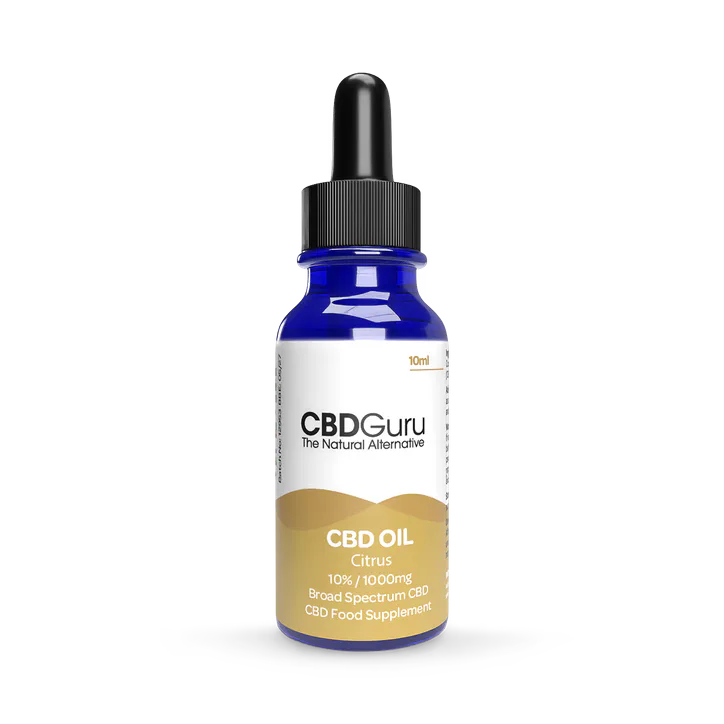 CBD GURU CBD Oil Drops 1000mg 10ml - Citrus Flavour Broad Spectrum CBD 10% Support
