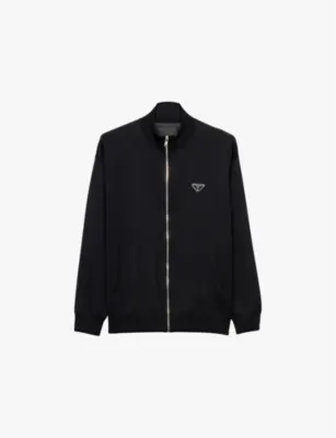 PRADA Superfine triangle-logo wool knitted cardigan