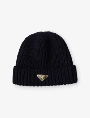 PRADA Logo-Embellished Knitted Wool Beanie - BURGUNDY - M detail 2