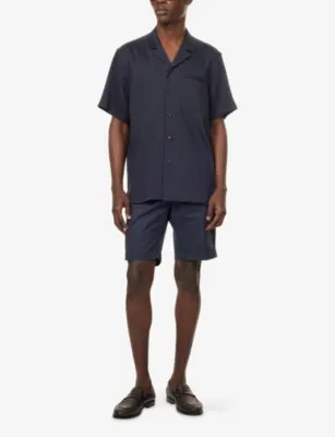 CORNELIANI Short-Sleeve Wool And Linen-Blend Shirt - 15.75 detail 2