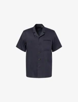 CORNELIANI Short-Sleeve Wool And Linen-Blend Shirt - 15.75