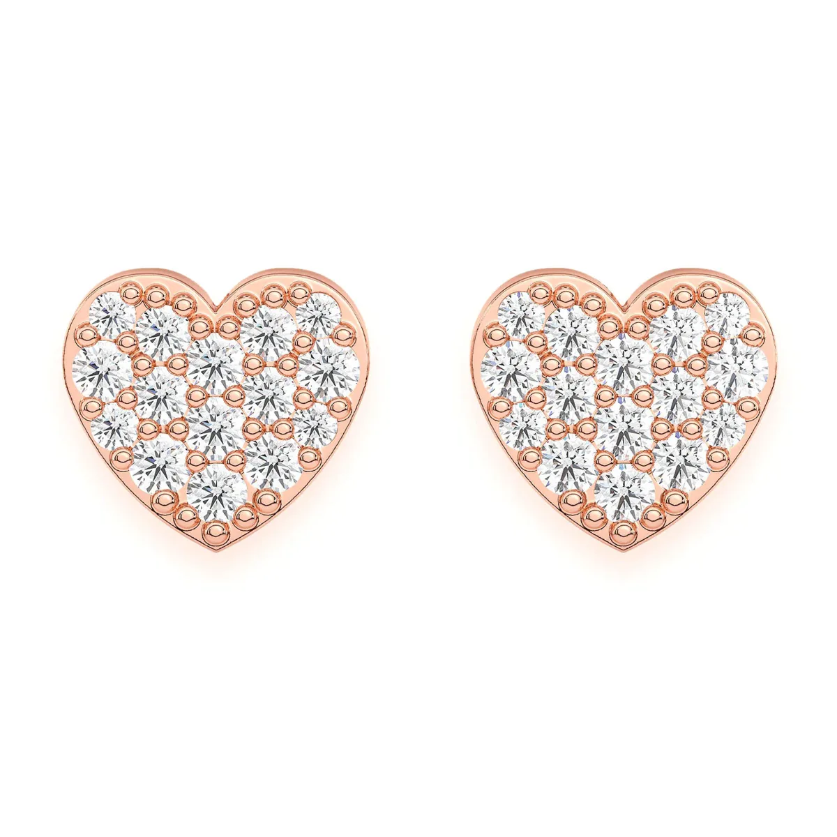 For Him Heart Diamond Stud Earrings in Rose Gold / Natural Diamond – Earring