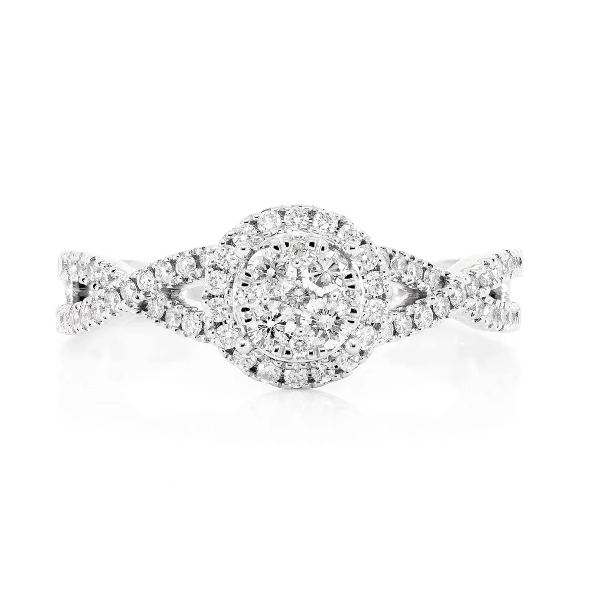 For Him Round Mosaic Twisted Halo Diamond Ring in White Gold / VS / Lab Grown Diamond – Ring