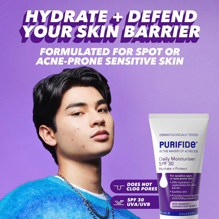 Purifide by Acnecide Daily Moisturiser UVA + UVB SPF 30, 24 Hour Hydration, 50ml detail 3