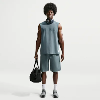 Nike NAC Men's Dri-FIT Fleece Training Shorts - Mineral Slate/Pale Ivory/Mineral Slate