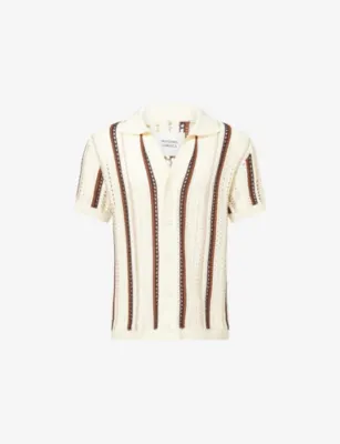 FRESCOBOL CARIOCA Pinto Striped Crochet-Knit Cotton Shirt
