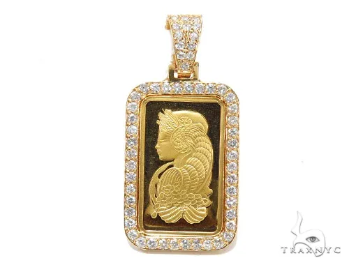 RINA - For Him FACTORY 10 Gram 24K Gold Pamp Suisse Bar Diamond Pendant 42305 in Rose Gold – Pendant