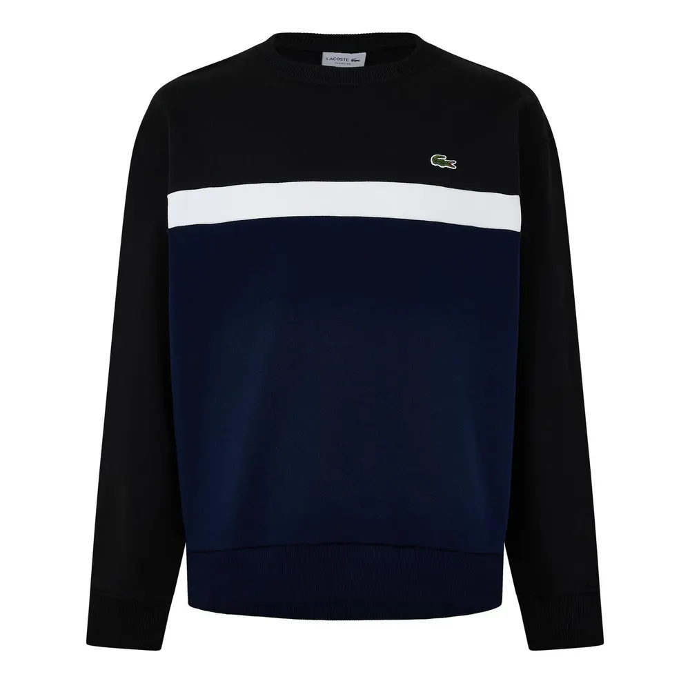 Lacoste Men's Colour Block Long-Sleeve Cotton Crew-Neck Sweatshirt