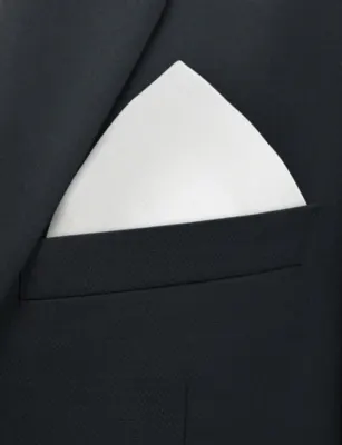 CORNELIANI Striped-Trim Linen Pocket Square detail 2
