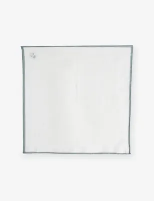 CORNELIANI Striped-Trim Linen Pocket Square detail 3