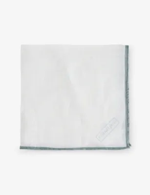 CORNELIANI Striped-Trim Linen Pocket Square