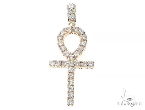 RINA - For Him FACTORY 14K Yellow Gold Diamond Ankh Cross 65447 in Rose Gold – Pendant
