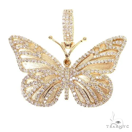 RINA - For Him CUSTOM 14K Gold Butterfly Diamond Pendant 66759 in Rose Gold – Pendant