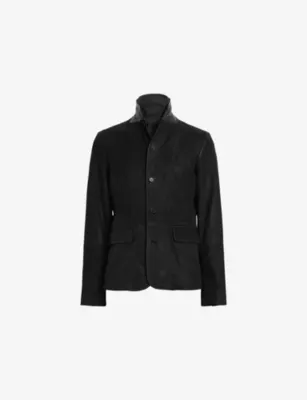 ALLSAINTS Survey Double-Layered Leather Blazer - ANTHRACITE GRE detail 2