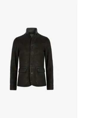 ALLSAINTS Survey Double-Layered Leather Blazer - ANTHRACITE GRE