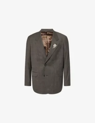 SIMONE ROCHA Checked Notch-Lapel Wool Blazer