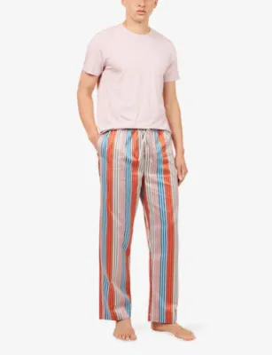 DEREK ROSE Wellington Stripe Cotton Satin Lounge Trousers detail 2