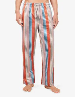 DEREK ROSE Wellington Stripe Cotton Satin Lounge Trousers detail 3