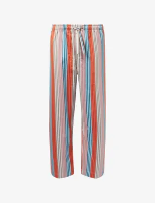 DEREK ROSE Wellington Stripe Cotton Satin Lounge Trousers