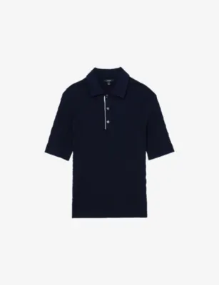 REISS Era Short-Sleeve Textured-Knit Polo