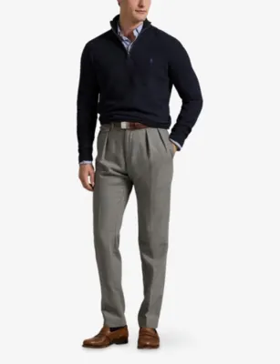 POLO RALPH LAUREN Logo-embroidered half-zip cotton-knit sweatshirt detail 2