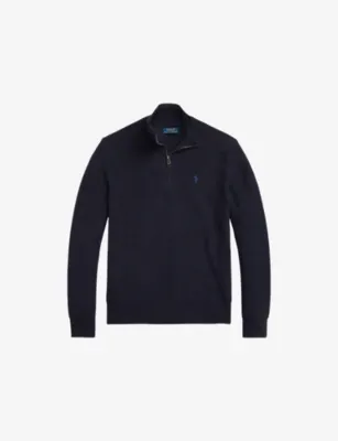POLO RALPH LAUREN Logo-embroidered half-zip cotton-knit sweatshirt