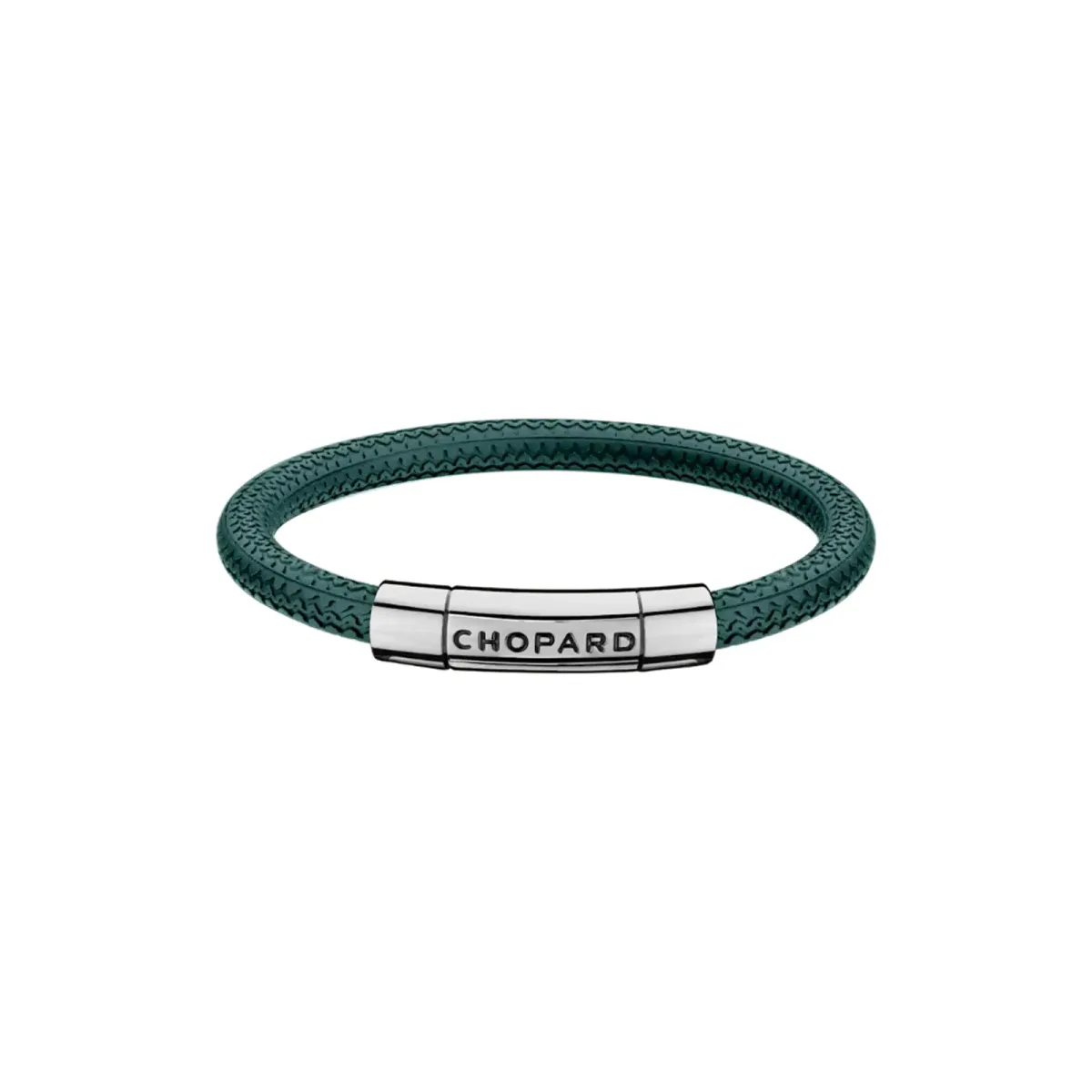 Chopard Mille Miglia Bracelet In Green Rubber And Silver Toned Metal