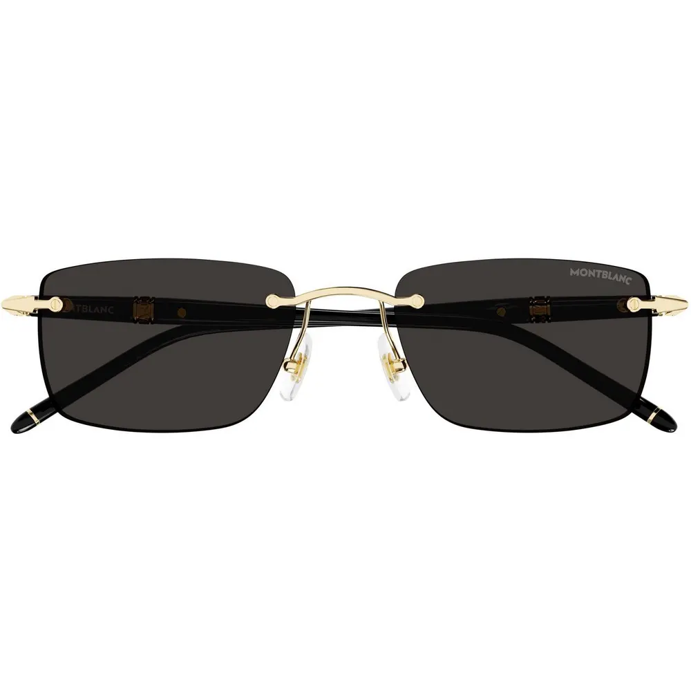 Montblanc Montblanc Mens MB0344S Rimless Gold-Tone Metal Rectangle Sunglasses detail 2