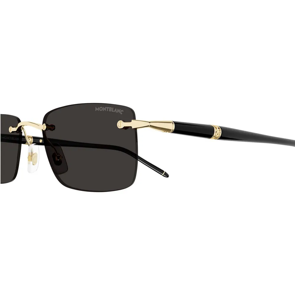 Montblanc Montblanc Mens MB0344S Rimless Gold-Tone Metal Rectangle Sunglasses detail 3