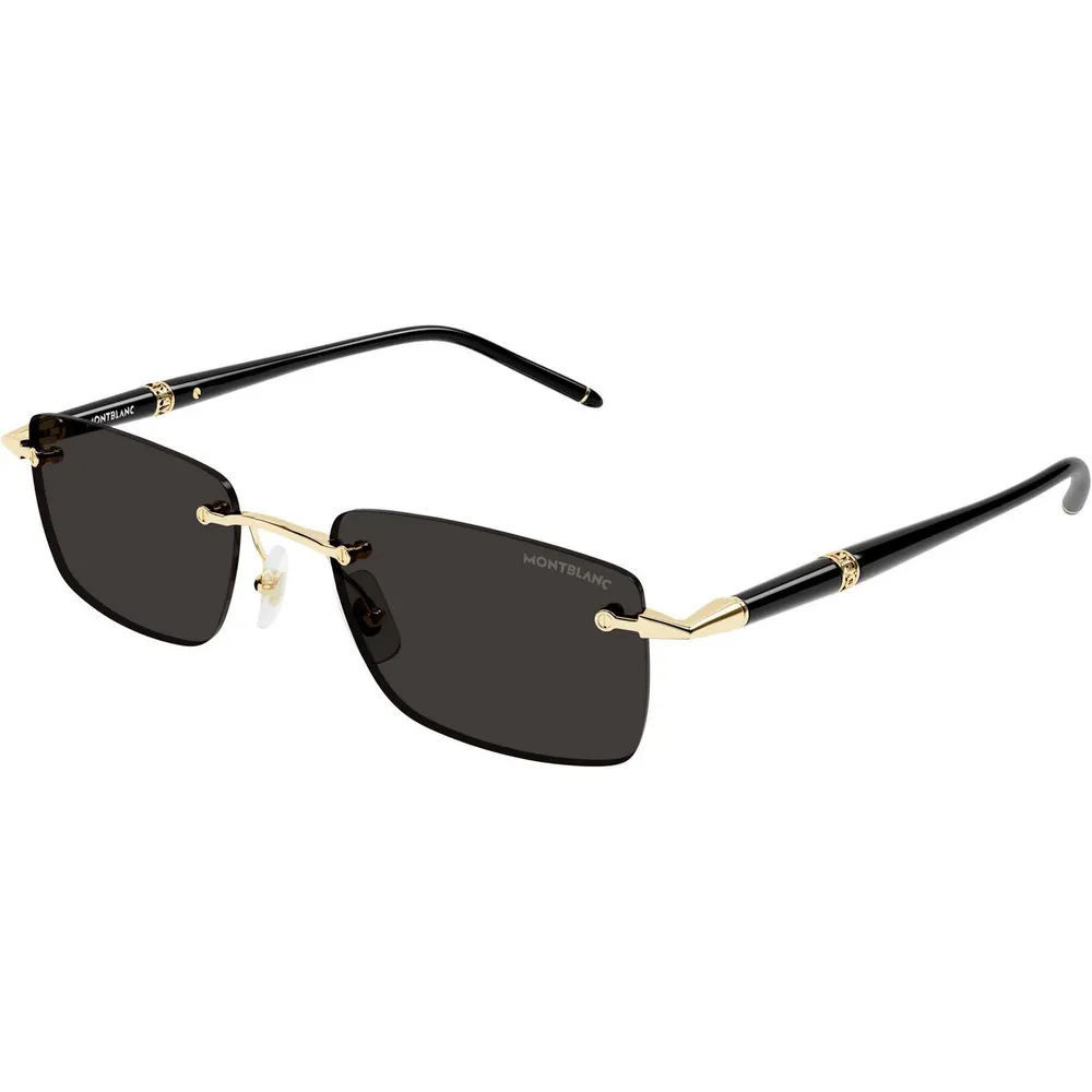 Montblanc Montblanc Mens MB0344S Rimless Gold-Tone Metal Rectangle Sunglasses