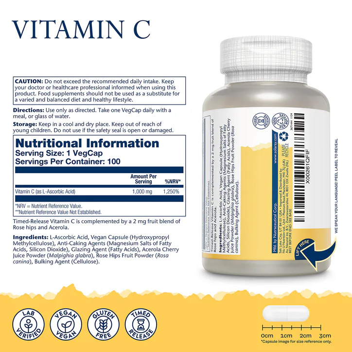 Solaray Vitamin C 1000mg Time Release Formula 100 Capsules detail 2