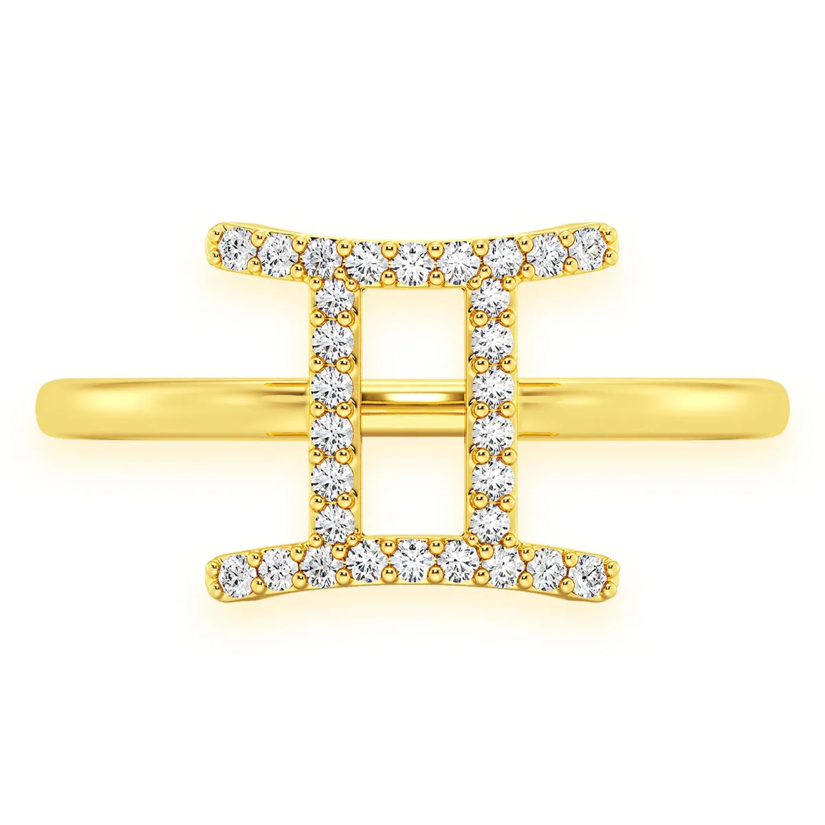 For Him Zodiac Diamond Ring in Gemini / Yellow Gold / Natural Diamond – Ring
