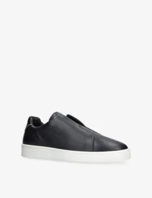 AURELIEN AUR3 Leather Trainers - EUR 43 / 9 UK MEN in Navy, additional product view 3