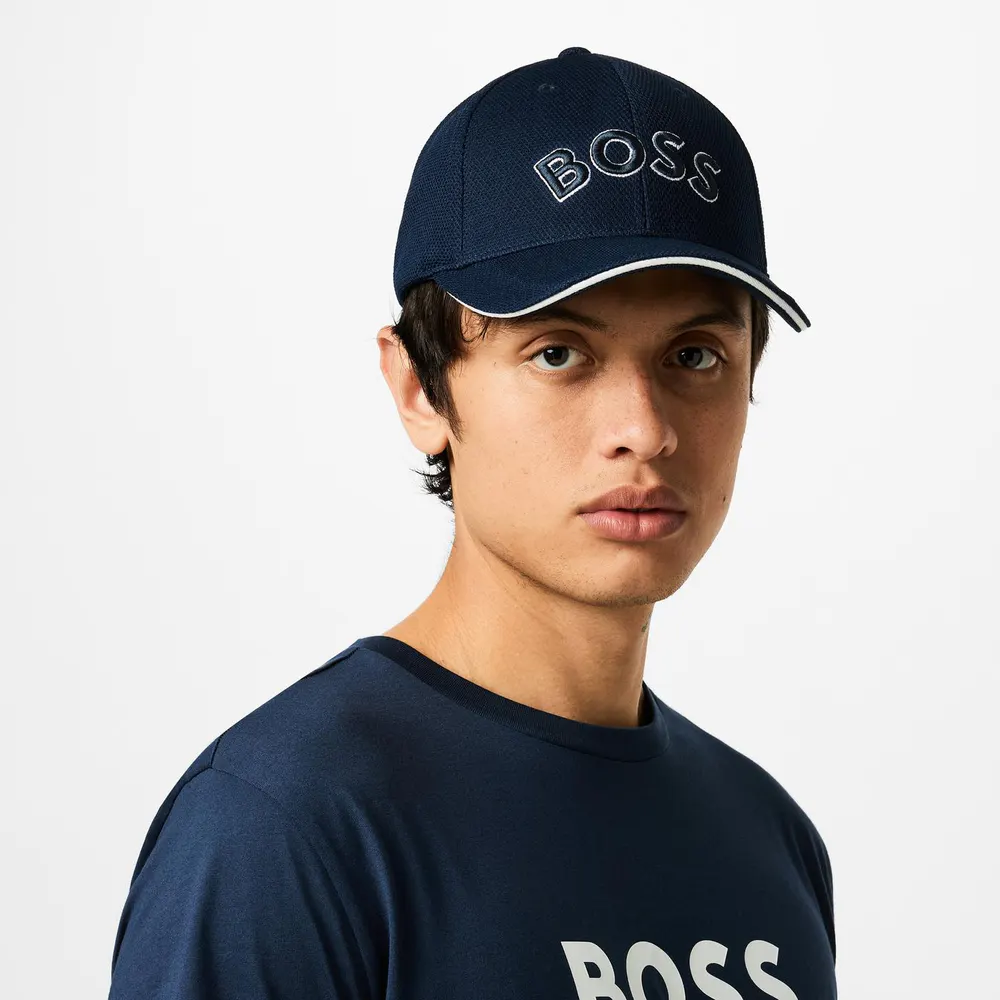 Boss Mens BOSS Embroidered Logo Baseball Cap with Contrast Trim detail 2