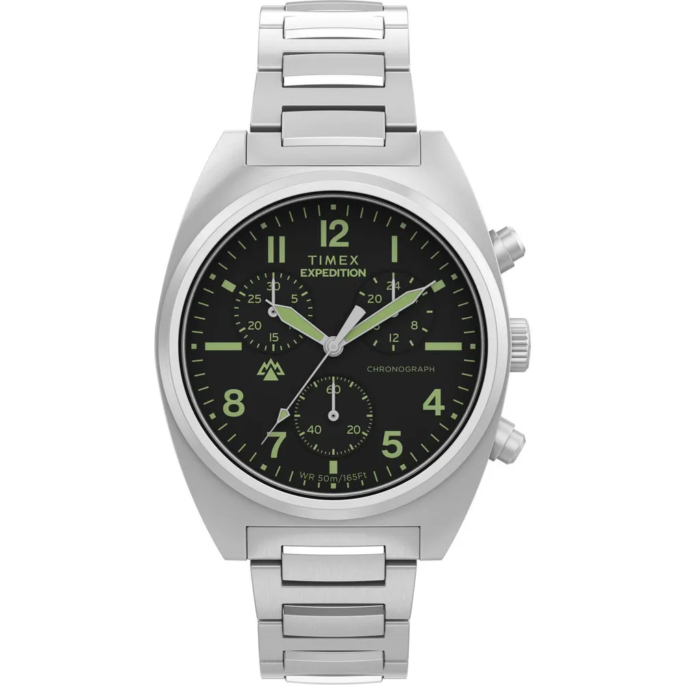 Timex Men's Capstone Quartz Analogue Watch in Silver/Black – Accessories