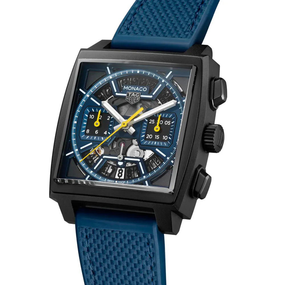 TAG Heuer Monaco Skeleton 39mm Mens Watch Blue detail 2