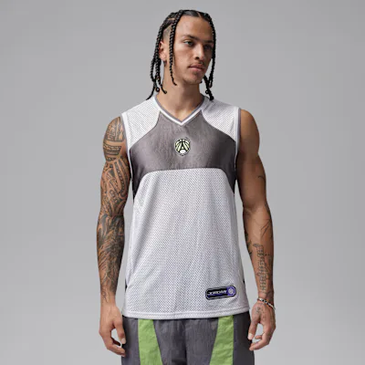 Jordan Sport Quai 54 Men's Mesh Jersey - White/Gunsmoke/Key Lime/Key Lime