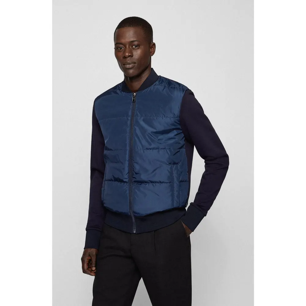 Boss Men's Skiles Black Quilted Cotton Long Sleeve Hybrid Jacket detail 3