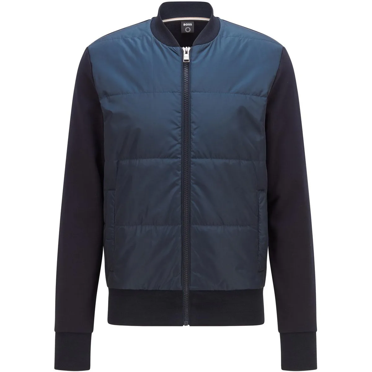 Boss Men's Skiles Black Quilted Cotton Long Sleeve Hybrid Jacket