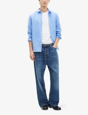 THE KOOPLES Logo-Embroidered Slim-Fit Linen Shirt detail 2