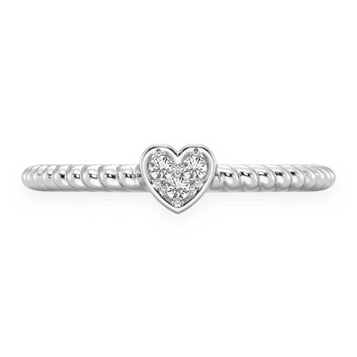 For Him Heart Rope Diamond Ring in White Gold / Natural Diamond – Ring