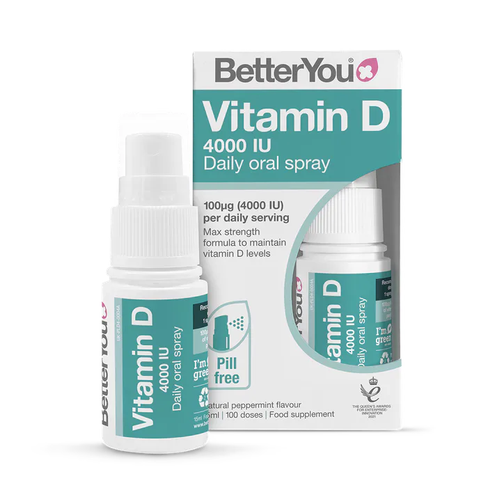 BetterYou D4000 Vitamin D Daily Oral Spray Peppermint Flavour 15ml