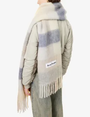 ACNE STUDIOS Vally checked wool-blend scarf detail 2