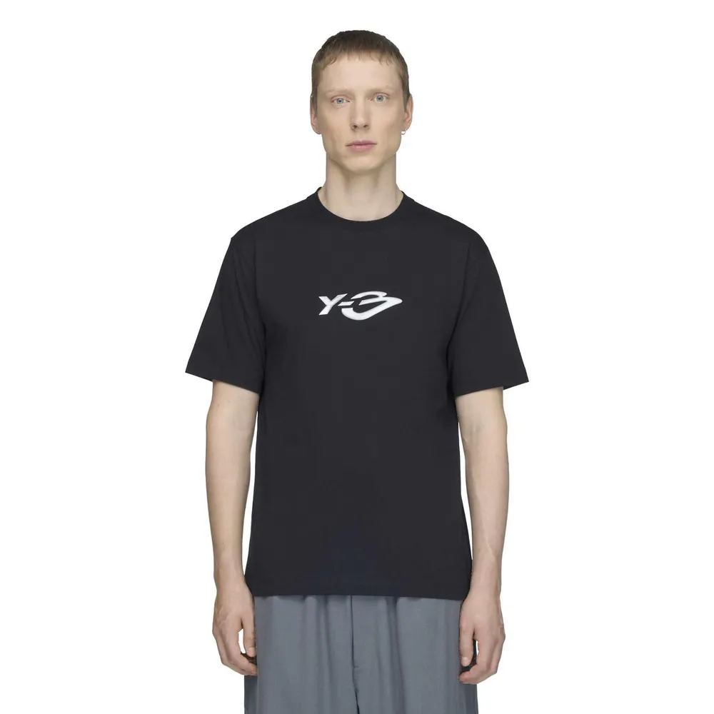 Y3 Liquid Logo Tee in Black, additional product view 3