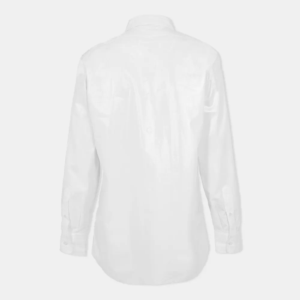 Maison Margiela Men's Cotton Long Sleeve Oxford Shirt in Off White, additional product view 2